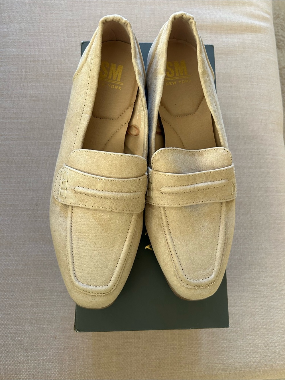 Woman’s Suede Penny Loafers in Beige